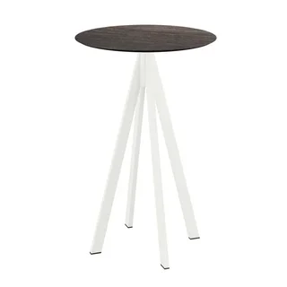 Table Haute Infinity Pied Blanc et Plateau Bois Riverwashed - Diamètre 70 cm