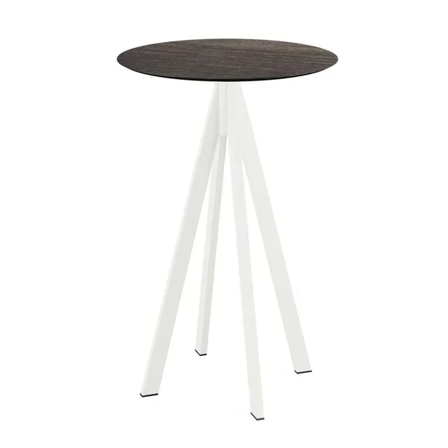 Mesa de Pé Infinity Base Branca e Tampo de Madeira Riverwashed - Diâmetro 70 cm