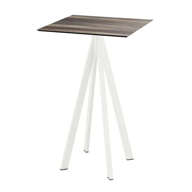 Mesa de Pé Infinity Estrutura Branca e Tampo Madeira Tropical 70x70 cm