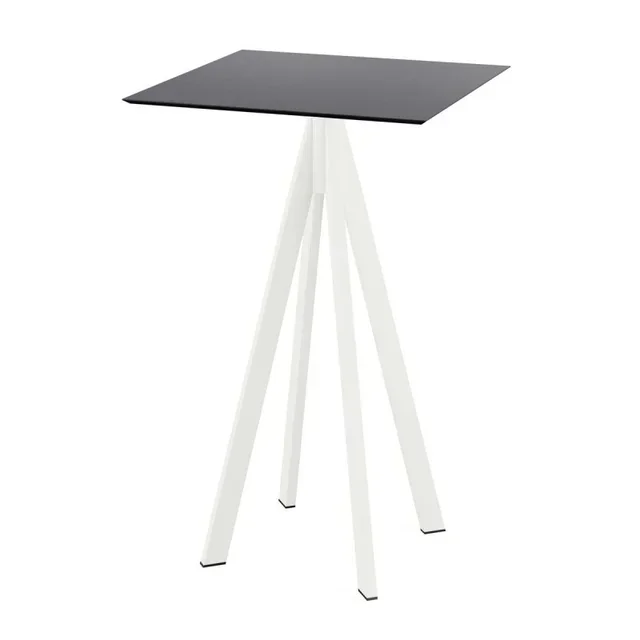 Mesa de Pé Infinity Estrutura Branca Tampo Preto 70x70 cm