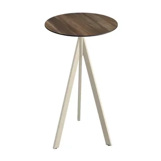 Stehtisch Infinity Tripod Gestell Sand und Tischplatte Tropical Wood Ø 70 cm - HPL