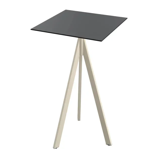 Infinity Tripod Standing Table Sand Base and Black HPL Top 70x70 cm