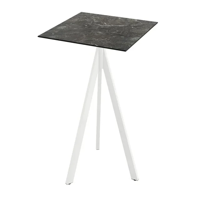 High Table Infinity Tripod White Base Galaxy Marble HPL Top 70x70 cm