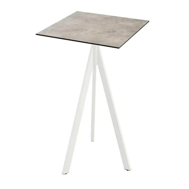 High Table Infinity Tripod White Base HPL Moonstone Top 70x70 cm
