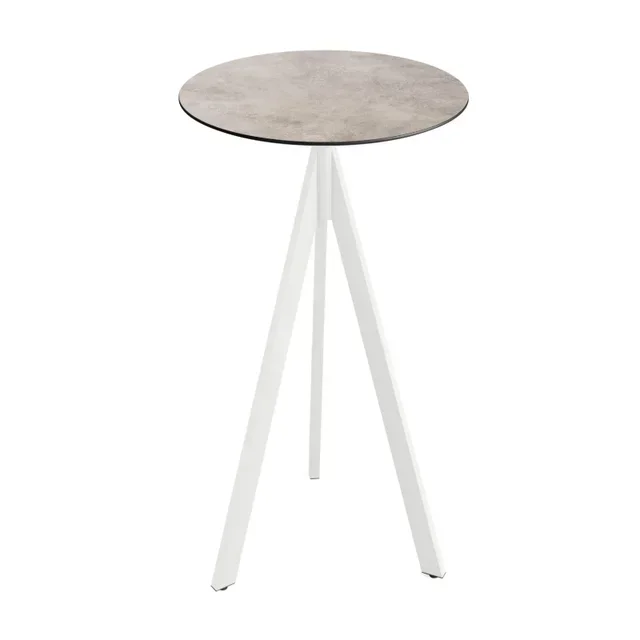 High Table Infinity Tripod White Legs and HPL Moonstone Top - Diameter 70 cm