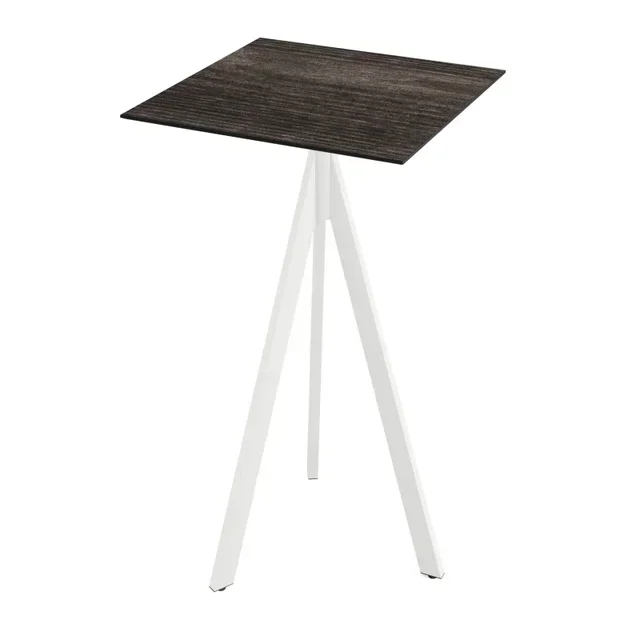 High Table Infinity Tripod 70x70 cm - White Leg and Riverwashed HPL Wood Top