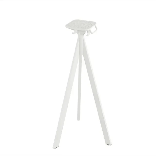 Tavolo Alto Infinity Tripod Base Bianca Piano HPL Tropical Wood Rotondo 70 cm