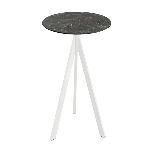 Infinity Tripod High Table White Base HPL Galaxy Marble Round Top 70 cm
