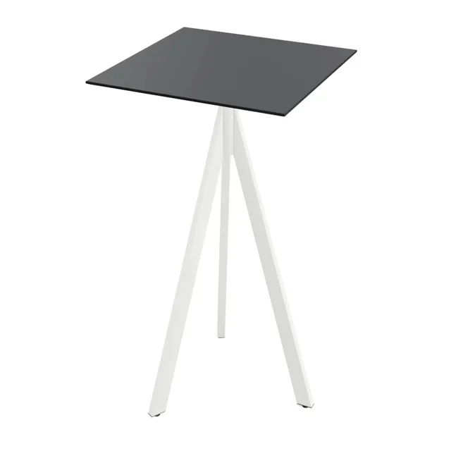 High Table Infinity Tripod White Base Black HPL Top 70x70 cm