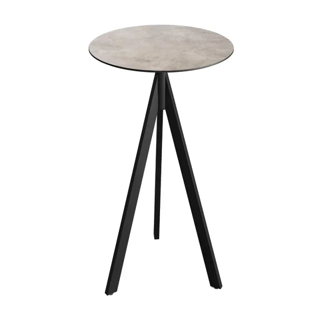 Infinity Tripod High Table Black Leg and HPL Moonstone Top - Round Ø 70 cm