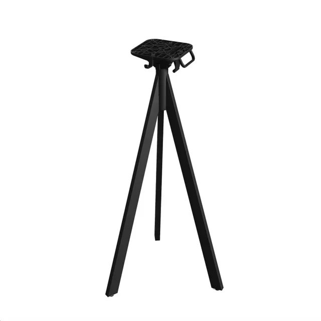 Table Haute Infinity Tripod Piètement Noir Plateau HPL Noir Rond 70 cm
