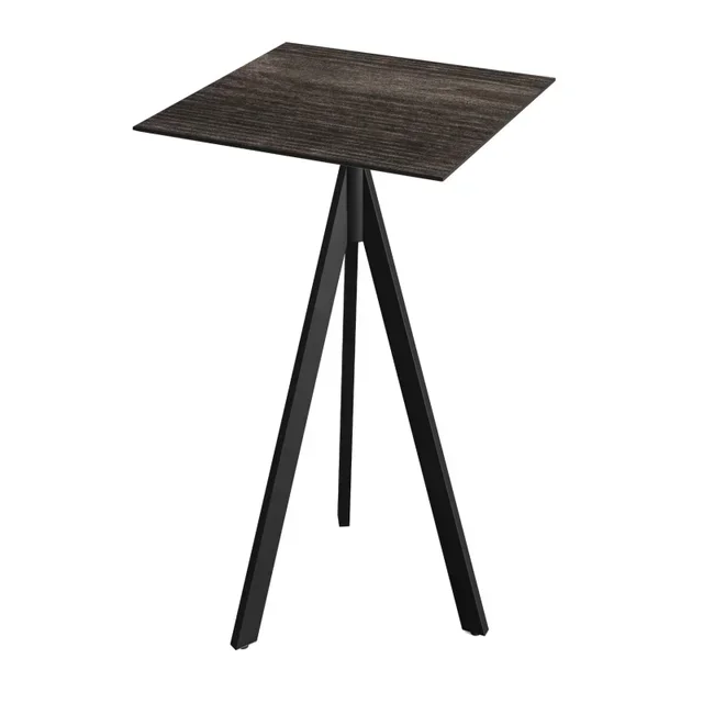 High Table Infinity Tripod Black Leg HPL Riverwashed Wood Top 70x70 cm