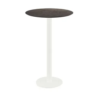 High Standing Table Urban White Base and Riverwashed Wood Top - Diameter 70 cm