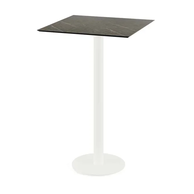 High Table Urban Scandinavian Style - White Leg and Black Marble Effect Top 70x70 cm