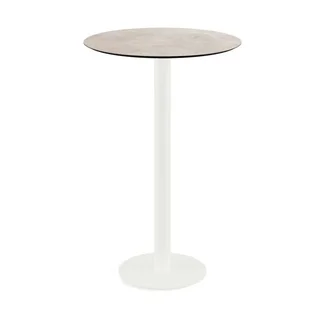 Mesa Alta Urban con Pata Blanca y Tablero Moonstone Redondo 70 cm - Mesa de Pie de Diseño