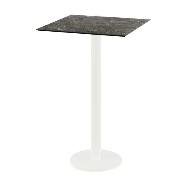 High Table Urban White Legs and Galaxy Marble Effect Top - 70x70 cm
