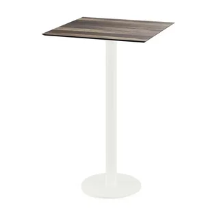 High Table Urban Scandinavian Style White Base Tropical Wood Effect Top - 70 x 70 cm