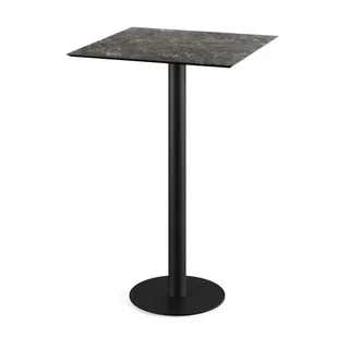 Tavolo da Bar Industriale Urban Nero Marmo Galaxy 70x70 cm - Tavolo Alto Design