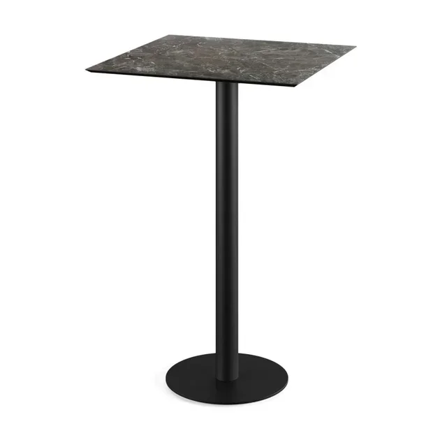 Tavolo da Bar Industriale Urban Nero Marmo Galaxy 70x70 cm - Tavolo Alto Design