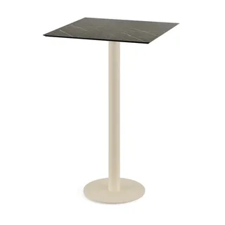 Table Haute Urban Piètement Sable Plateau Marbre Noir 70x70 cm