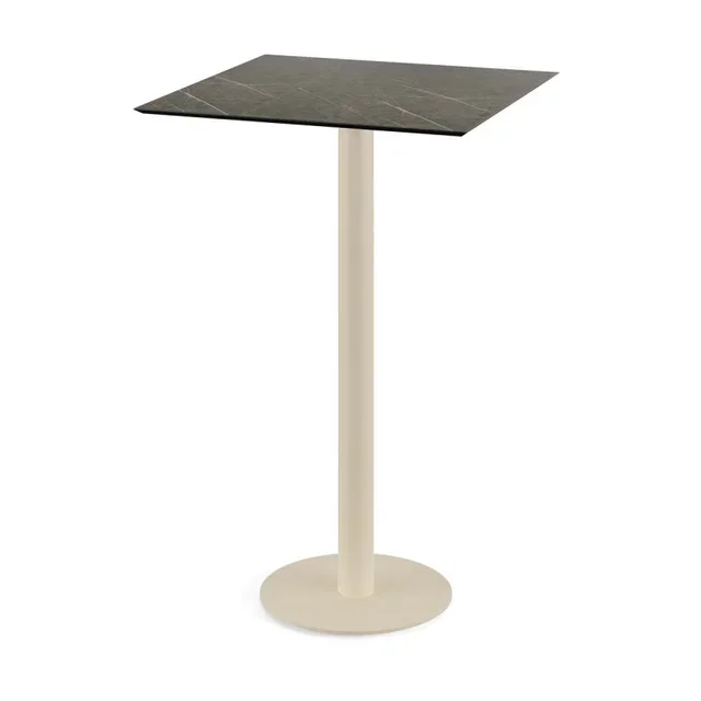 High Table Urban Sand Base and Midnight Marble Top 70x70 cm