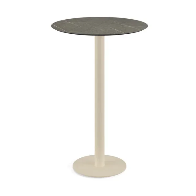 High Table Urban Sand Base and Midnight Marble Top - Diameter 70 cm