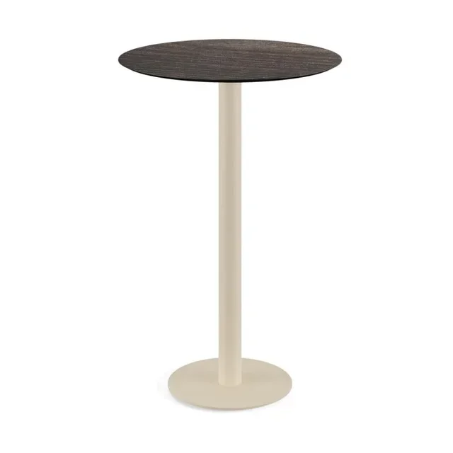 Urban Industrial Bar Table with Sand Metal Leg and Riverwashed Wood Top - Diameter 70 cm