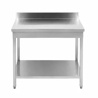 Mesa de Trabajo Profesional de Acero Inoxidable con Peto y Estante - Profundidad 700 mm - Longitud 1200 mm