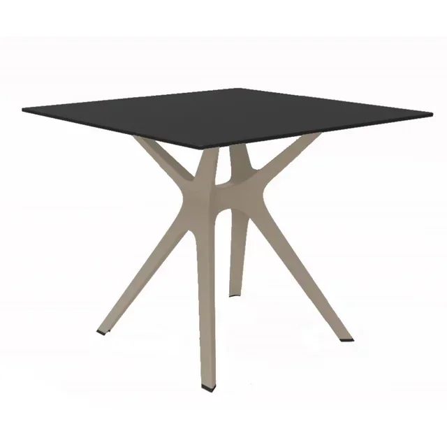 Black Garden Table with Sand Effect Legs 90x90 cm