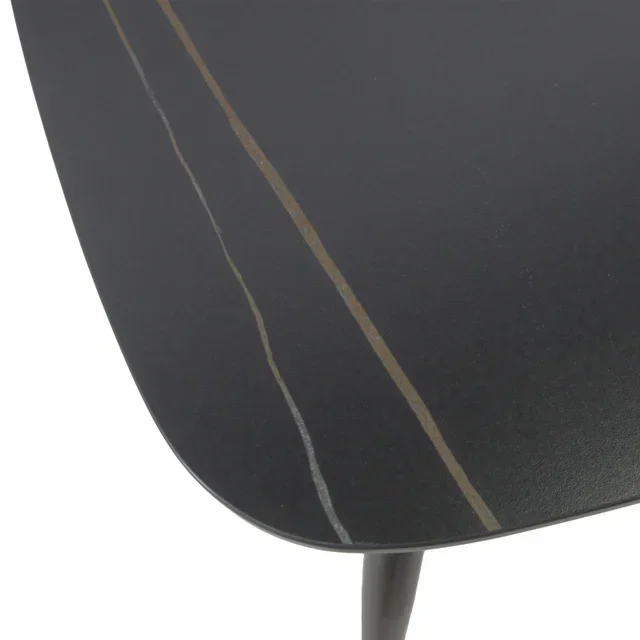 Tavolo da Giardino Pedro - Piano in Ceramica Aspetto Legno Scuro e Nero