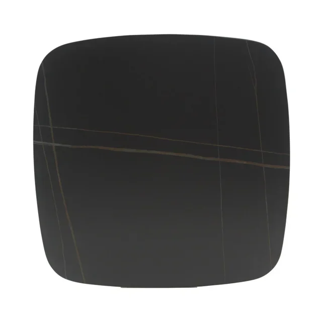 Tavolo da Giardino Pedro - Piano in Ceramica Aspetto Legno Scuro e Nero