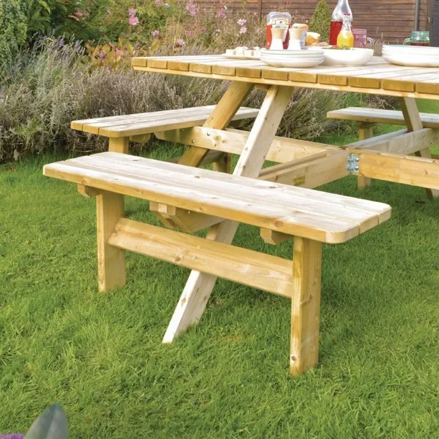 Square Wooden Picnic Table 198 cm