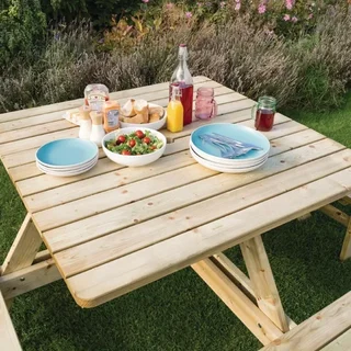 Square Wooden Picnic Table 198 cm
