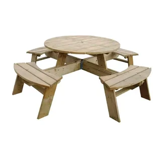 Round Wooden Garden Table Ø200 cm - 8 Seater