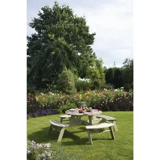 Round Wooden Garden Table Ø200 cm - 8 Seater
