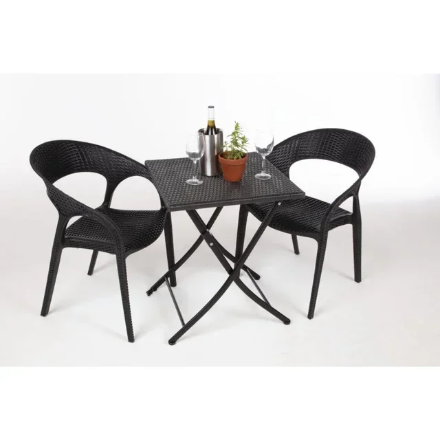 Quadratischer Klapptisch aus geflochtenem Rattan - 60 cm