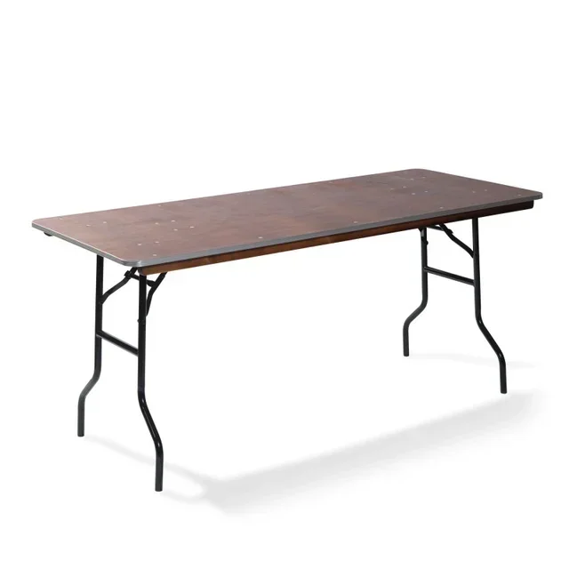 Folding Rectangular Wooden Table for Reception - 183x76 Cm
