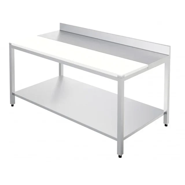 Professional Cutting Table with Backsplash and Storage Shelf - Length 1500 mm x Depth 600 mm