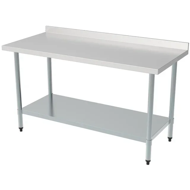 Stainless Steel Table with Backsplash and Shelf - Length 1200 x Depth 700 mm