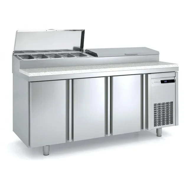 Pizza Prep Station Cabinet - 3 Swinging Doors - 562 Liters - Capacity for 10 Gastronorm 1/3 Pans