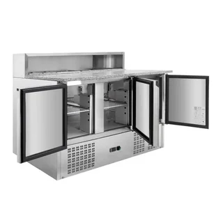 Professioneller Kühlschrank mit 3 Glastüren - 8 GN 1/6 Gastronorm Behälter