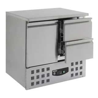 Mesa Refrigerada Compacta 257L - 1 Puerta + 2 Cajones - Refrigeración Positiva Profesional