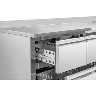 Armário Refrigerado 1 Porta + 6 Gavetas com Painel Traseiro em Aço Inoxidável