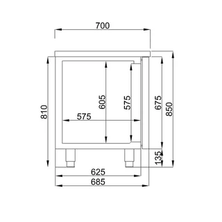 2 Door Refrigerated Display Counter GN 1/1 - 281 Litres Capacity
