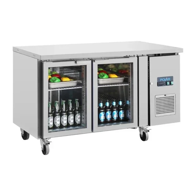 Tavolo Refrigerato Doppia Porta Vetro - 205 Litri