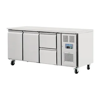 Tavolo Refrigerato 2 Porte + 2 Cassetti Serie U - Capacità 417 Litri