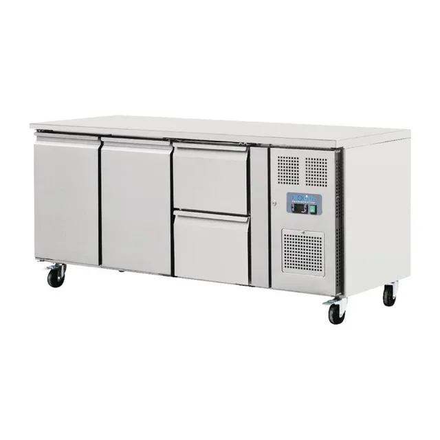 Tavolo Refrigerato 2 Porte + 2 Cassetti Serie U - Capacità 417 Litri
