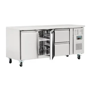 Tavolo Refrigerato 2 Porte + 2 Cassetti Serie U - Capacità 417 Litri