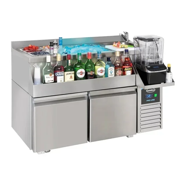2-Door Refrigerated Table with Integrated Cocktail Counter