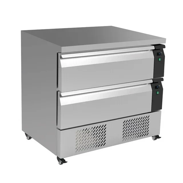 Table Réfrigérée 2 Tiroirs 4 Bacs GN 1/1 - Profondeur 700 mm - Positive/Négative